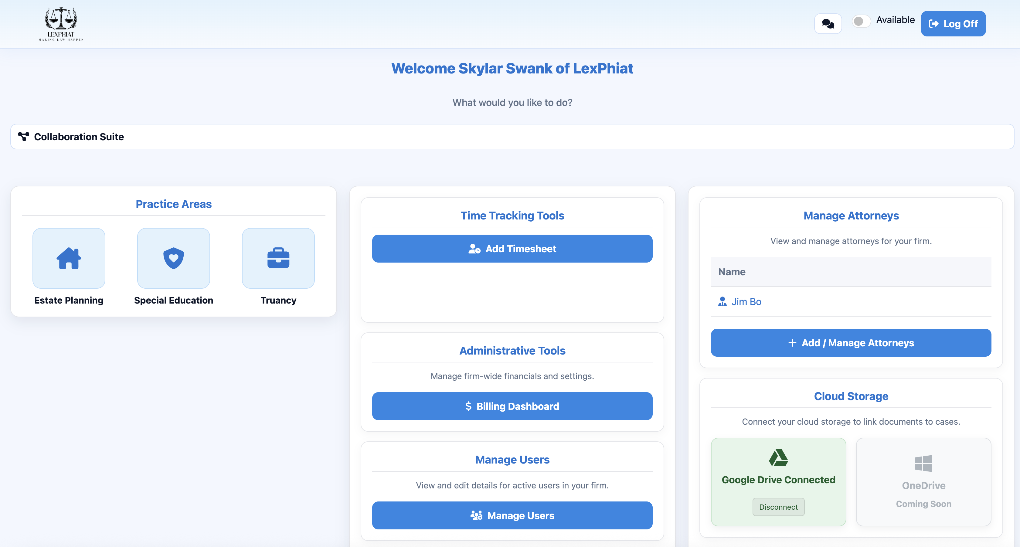 Lexphiat App Dashboard